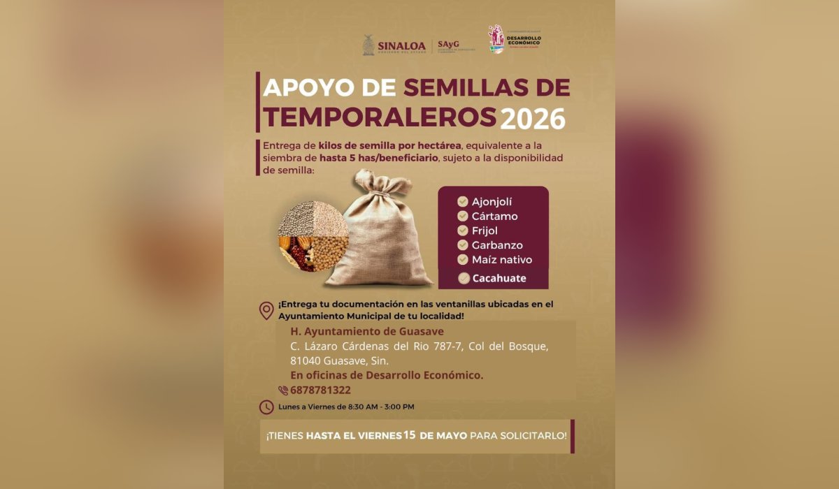Programa de semillas gratis para temporaleros de Guasave