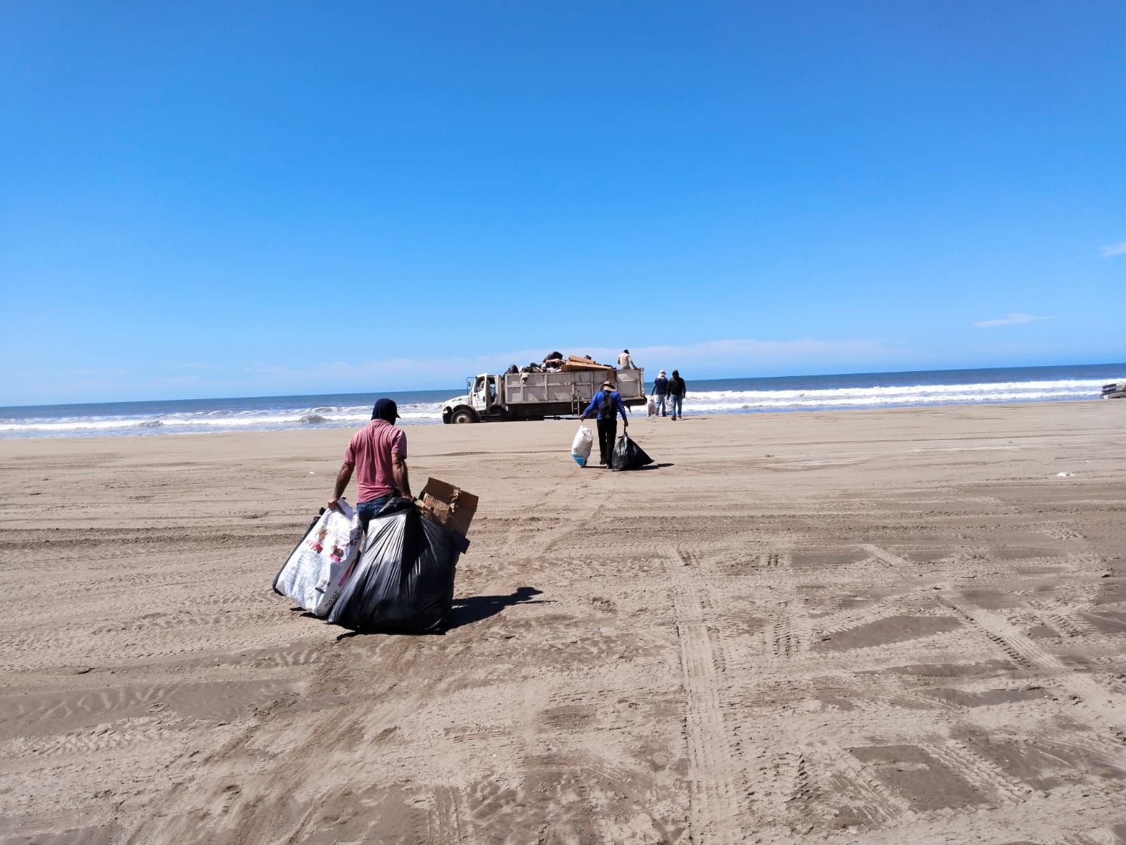 Recolección de basura en playa Las Glorias