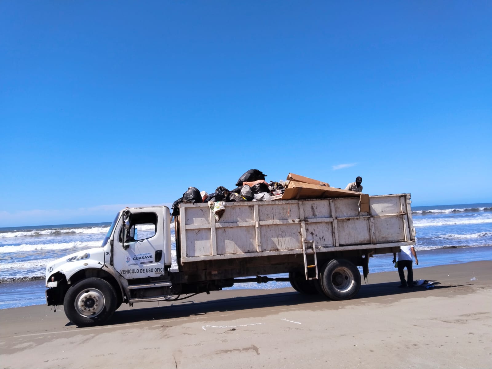 Recolección de basura en playa Las Glorias