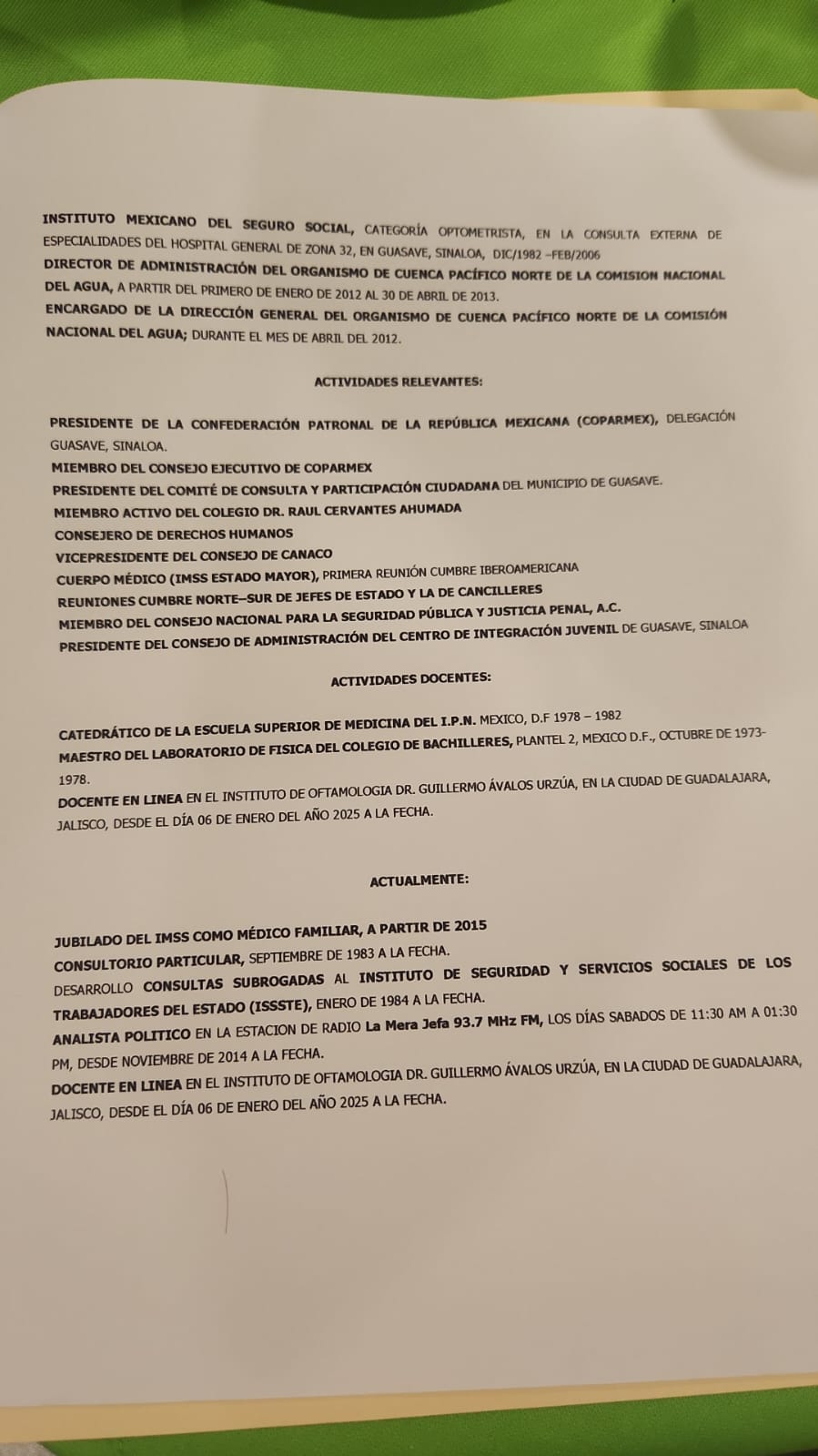 Síntesis curricular de Rogelio Quiñónez Rodríguez