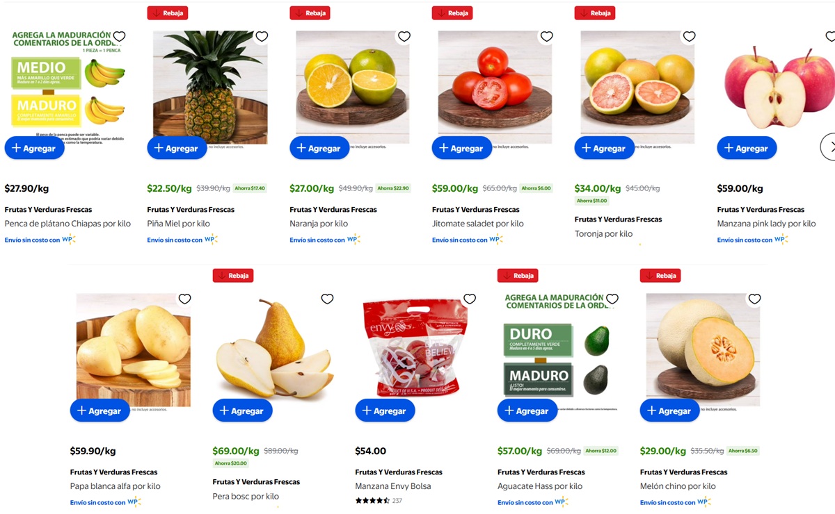 Ofertas de Walmart de frutas y verduras