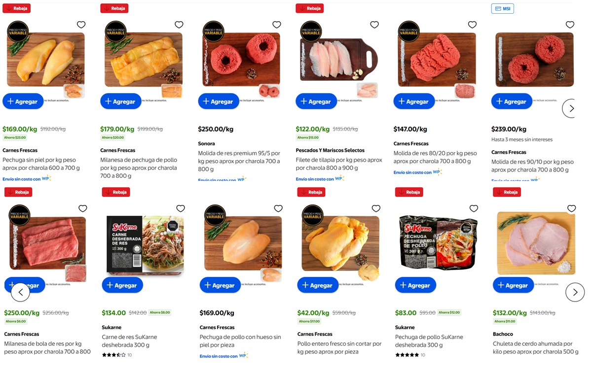 Ofertas de Walmart de carnes y pescados