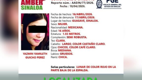 Localizan con vida a adolescente tras activación de Alerta Amber en Guasave, Sinaloa