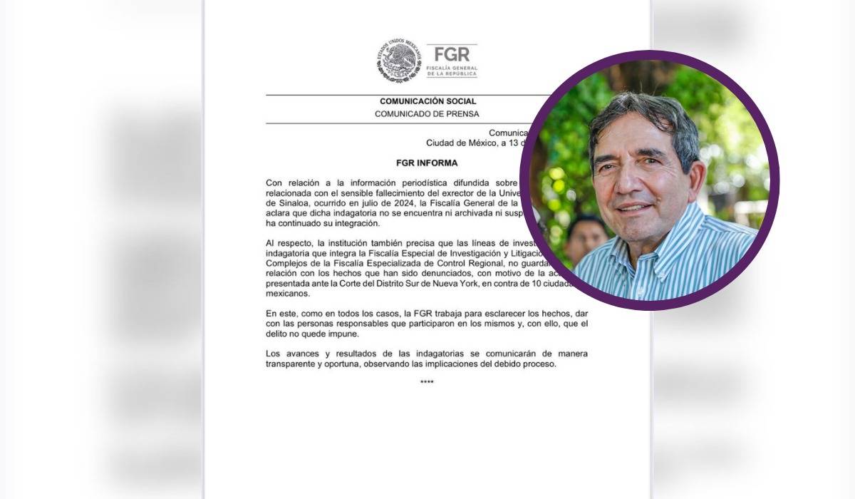 Aclara FGR que caso Cuén nunca estuvo archivado o suspendido y que no tiene relación con la acusación de EU a Rocha