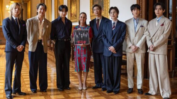 Claudia Sheinbaum recibe con entusiasmo a BTS en México