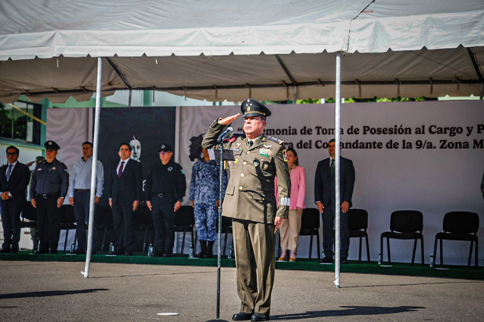 El General Julio César Islas Sánchez rinde protesta como Comandare de la Novena Zona Milltar, en Culiacán