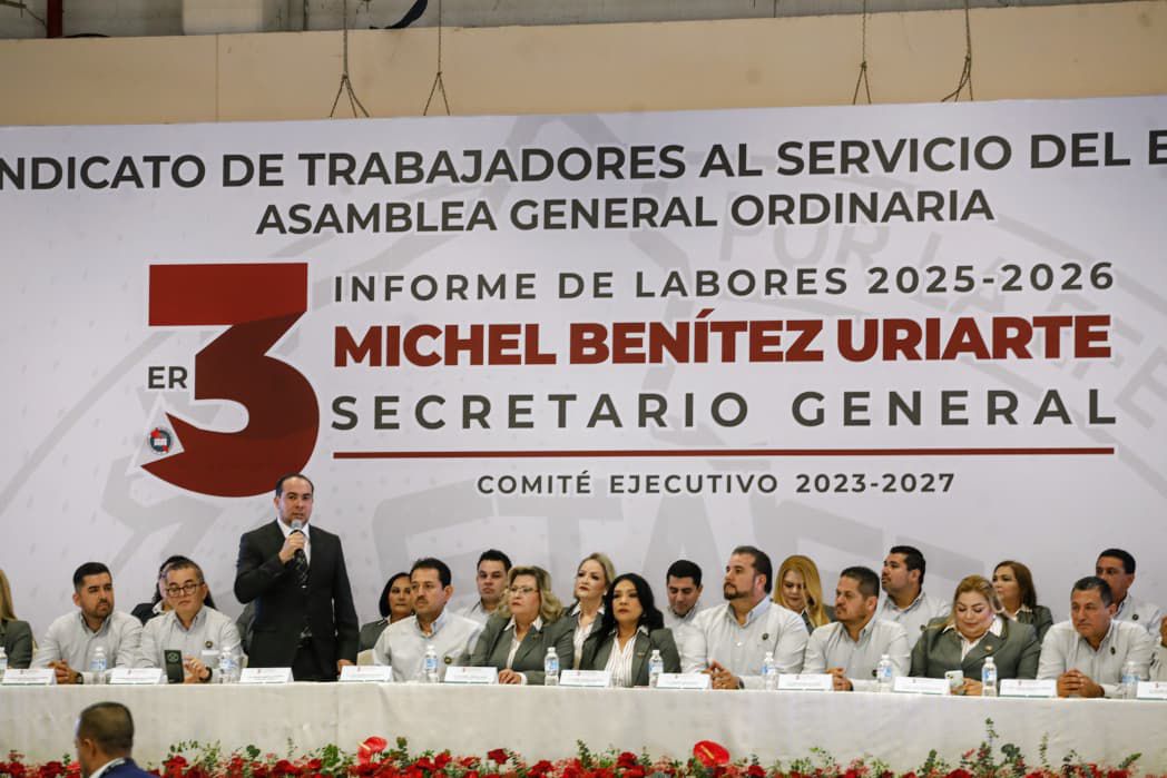 Michel Benitez presenta su tercer informe al frente del STASE, aprueban reformas para fortalecer la democracia sindical