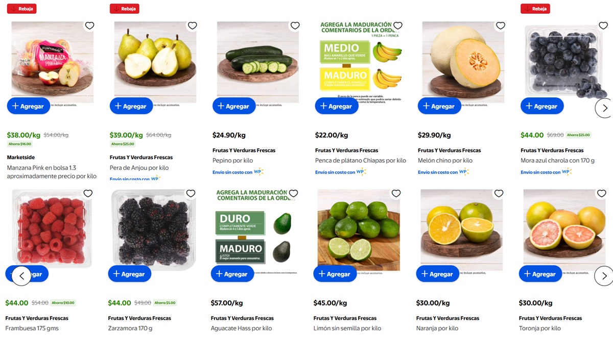 Ofertas de frutas y verduras de Walmart