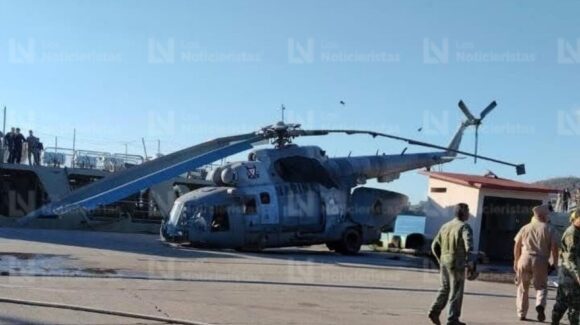 Helicóptero de la Marina sufre accidente durante maniobra de aterrizaje en Mazatlán, Sinaloa