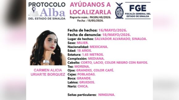 Activan Protocolo Alba por la desaparición de Carmen Alicia Uriarte Bórquez en Salvador Alvarado, Sinaloa