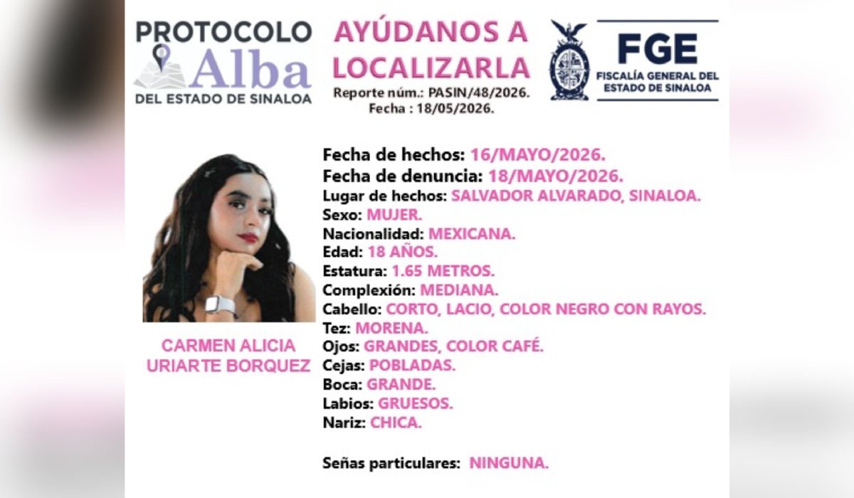 Carmen Alicia Uriarte Bórquez, desaparecida en Salvador Alvarado