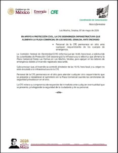 CFE retira energía eléctrica en Plaza Fiesta Las Palmas, en Los Mochis 