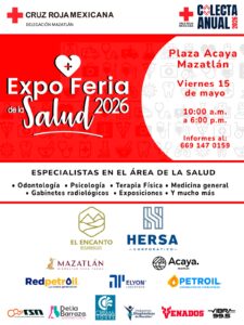 Cruz Roja Mazatlán invita a la Expo Feria de la Salud 2026