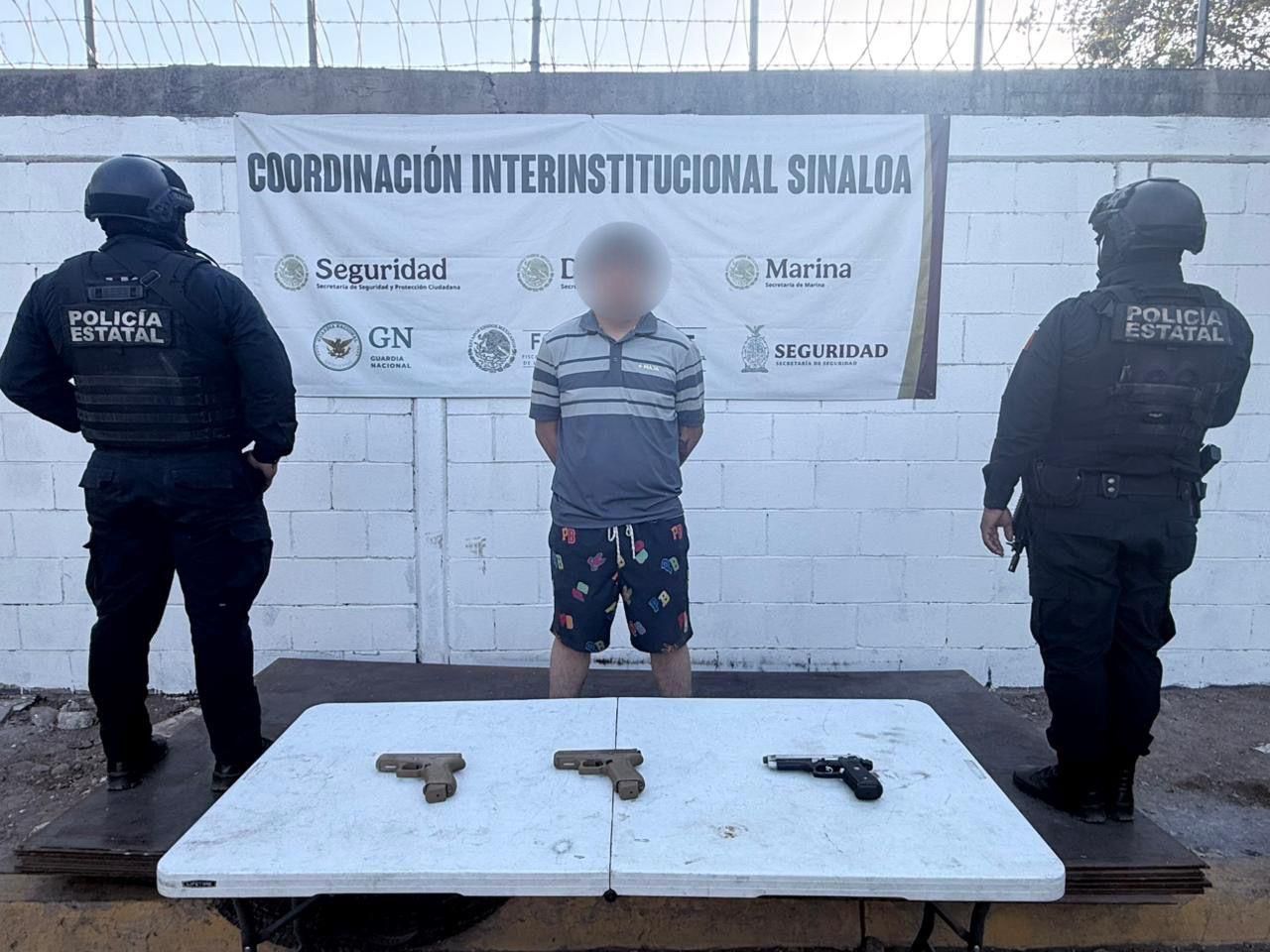 Delincuente detenido en Aguaruto, Culiacán