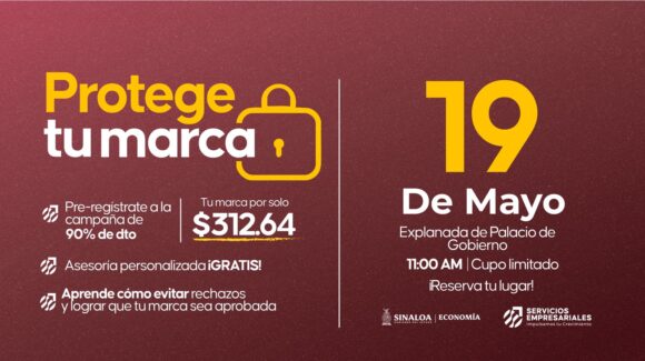 Secretaría de Economía anuncia 90% de descuento en registro de marca en Sinaloa