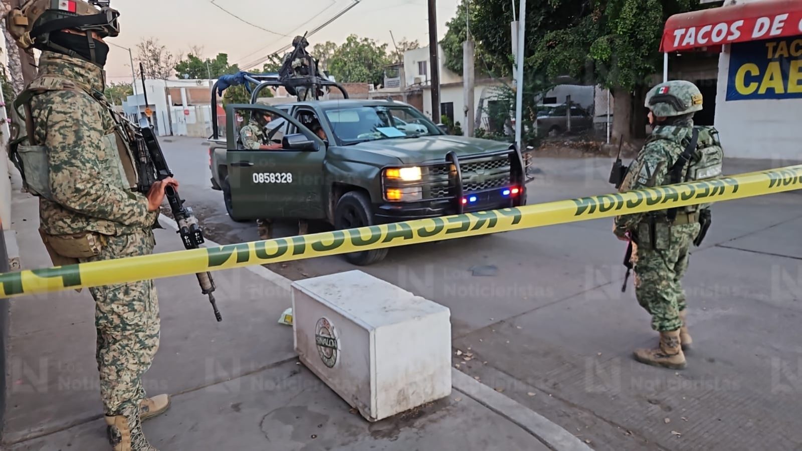 Personal de la Secretaría de la Defensa resguarda zona