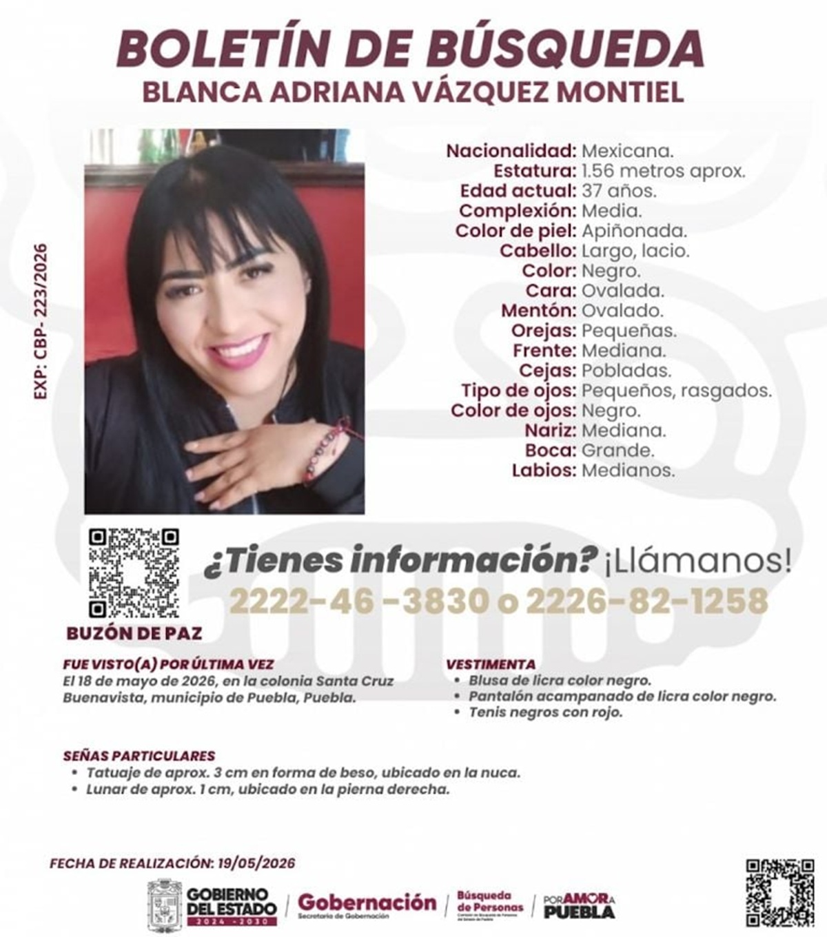 Ficha de búsqueda de Blanca Adriana