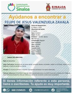 Ficha de búsqueda de Felipe de Hesús, desaparecido en El Fuerte