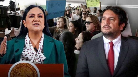 “¡Fuera Morena!”: Entre gritos y empujones, Ariadna Montiel y “Andy” López Beltrán, hijo de AMLO, llegan a Chihuahua