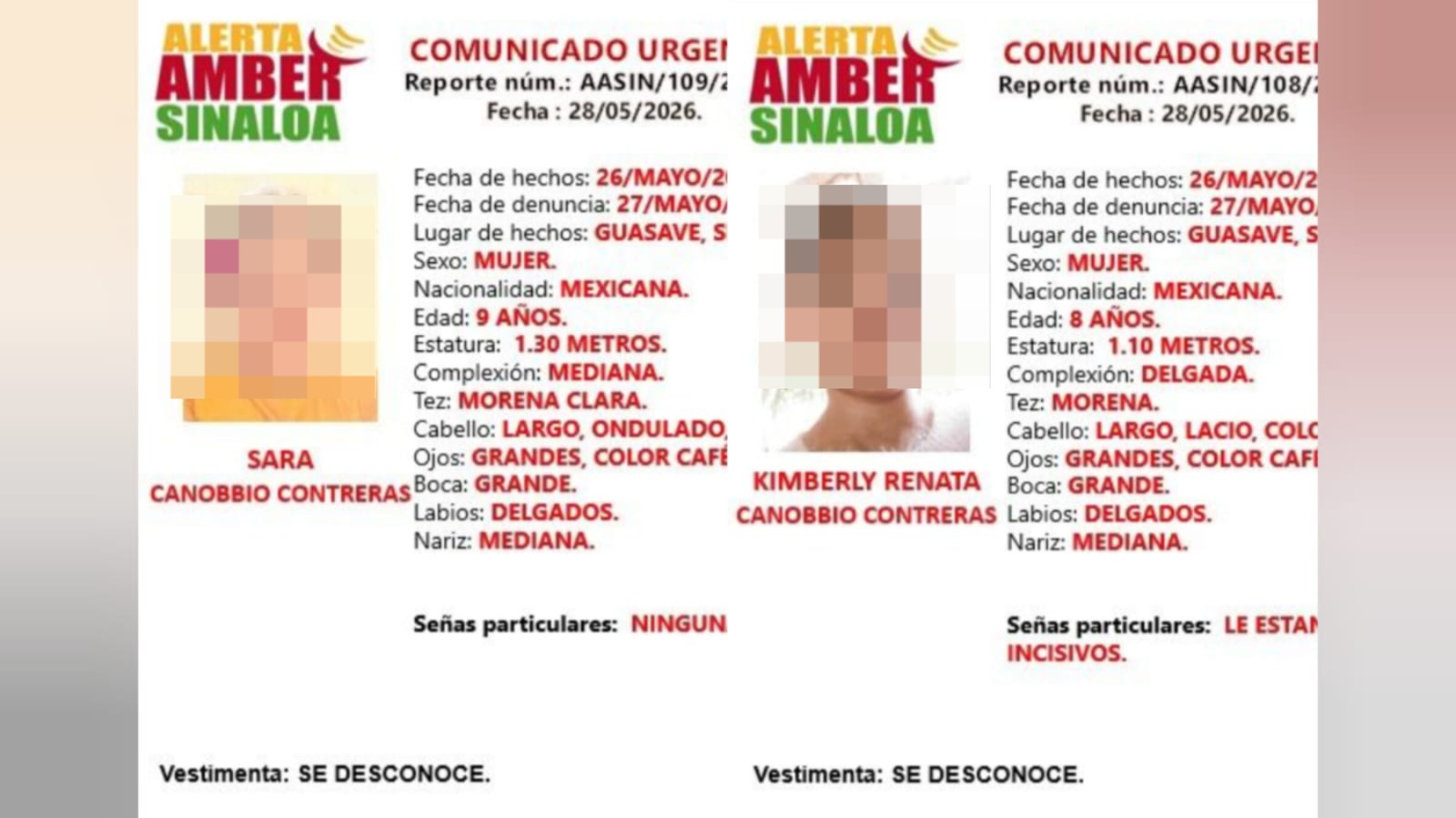 Hermanitas localizadas en Guasave