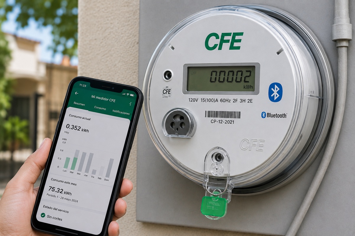 Ilustración de un medidor de la CFE con Bluetooth