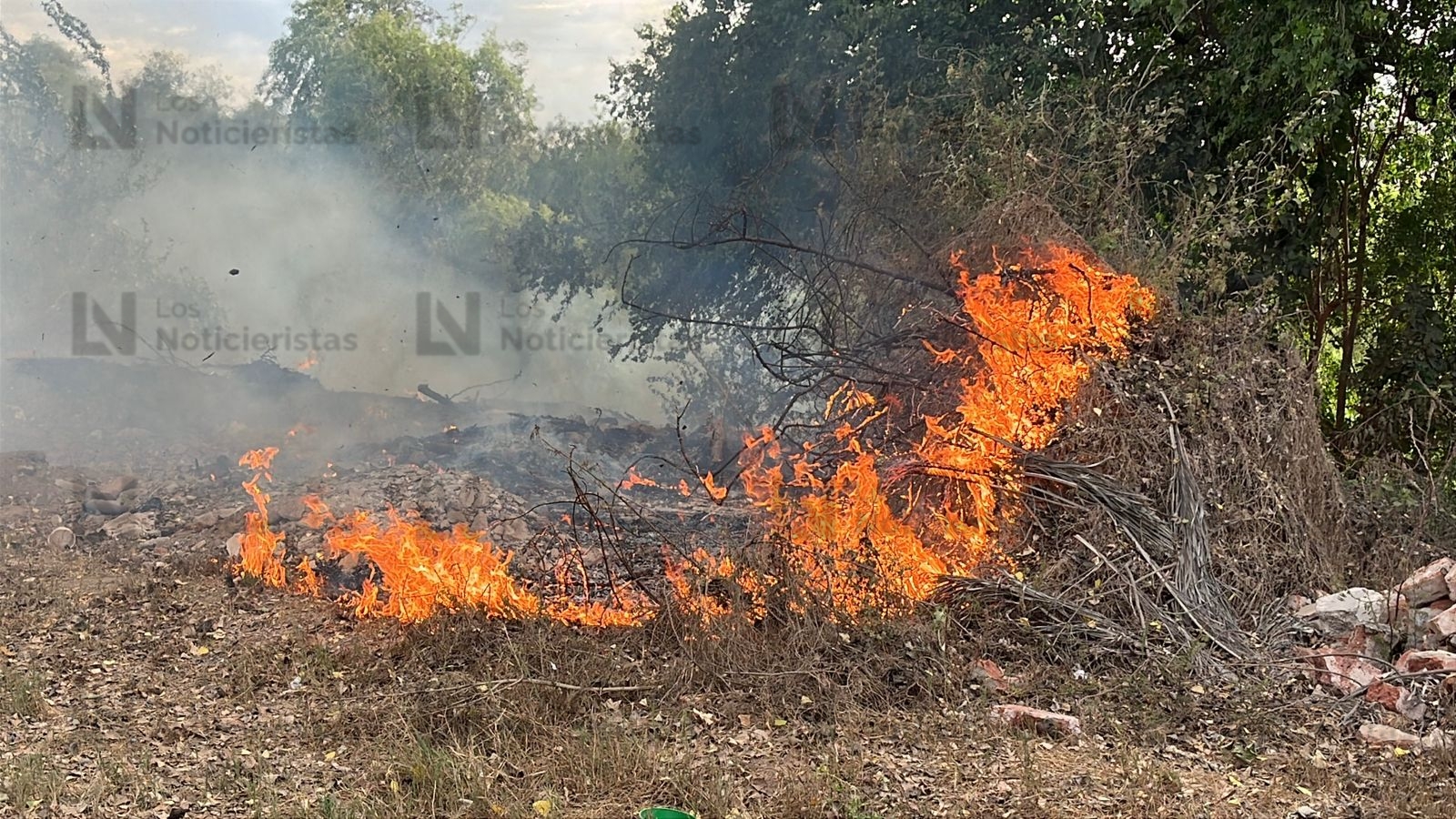 Incendio en rancho a la orilla del río Sinaloa, Guasave