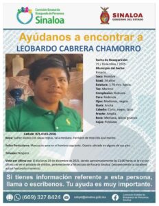 Leobardo Cabrera Chamorro, desaparecido en Chilillos, Rosario