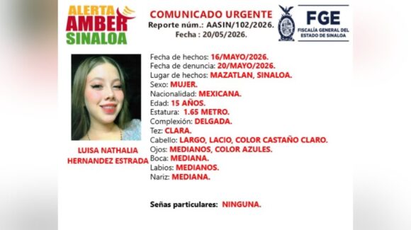 Activan Alerta Amber en Mazatlán, Sinaloa, por la desaparición de Nathalia, de 15 años