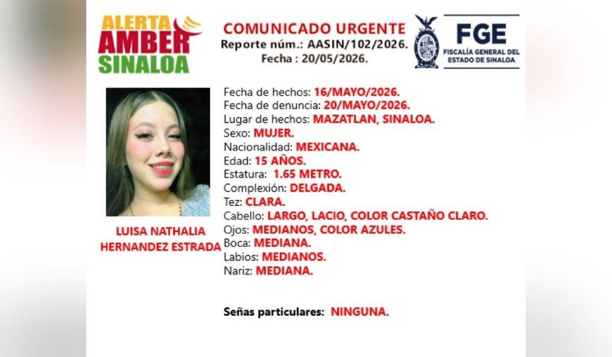 Luisa Nathalia, desaparecida en Mazatlán
