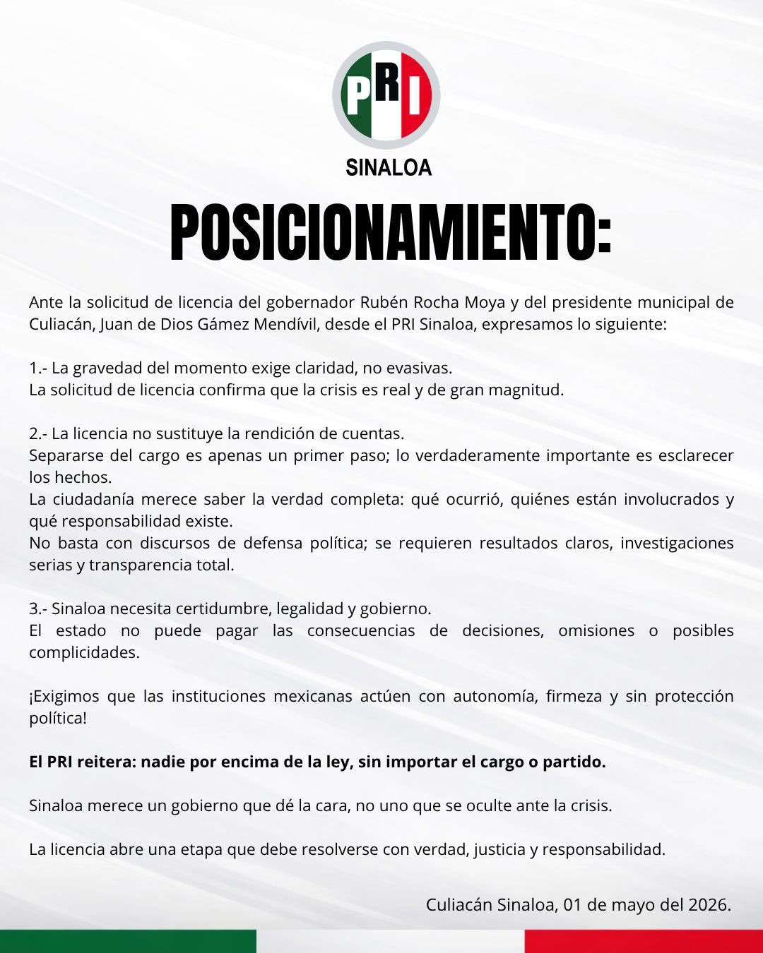 Posicionamiento del PRI