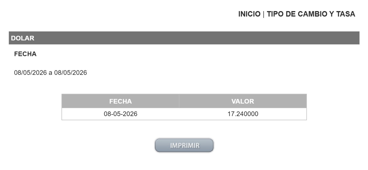Precio del dólar en el DOF