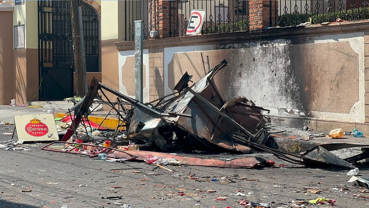 Restos de la explosión e incendio en Amatitán, Jalisco