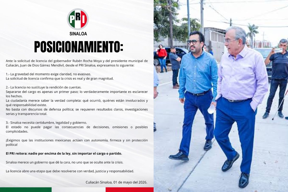 Posicionamiento del PRI sobre Rubén Rocha Moya
