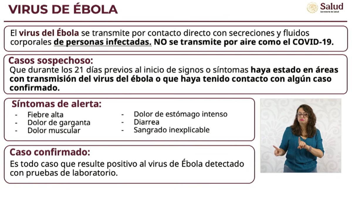 Información sobre el ébola, de la Secretaría de Salud