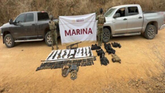 Semar asegura armas, explosivos y vehículos en comunidad de San Ignacio, Sinaloa