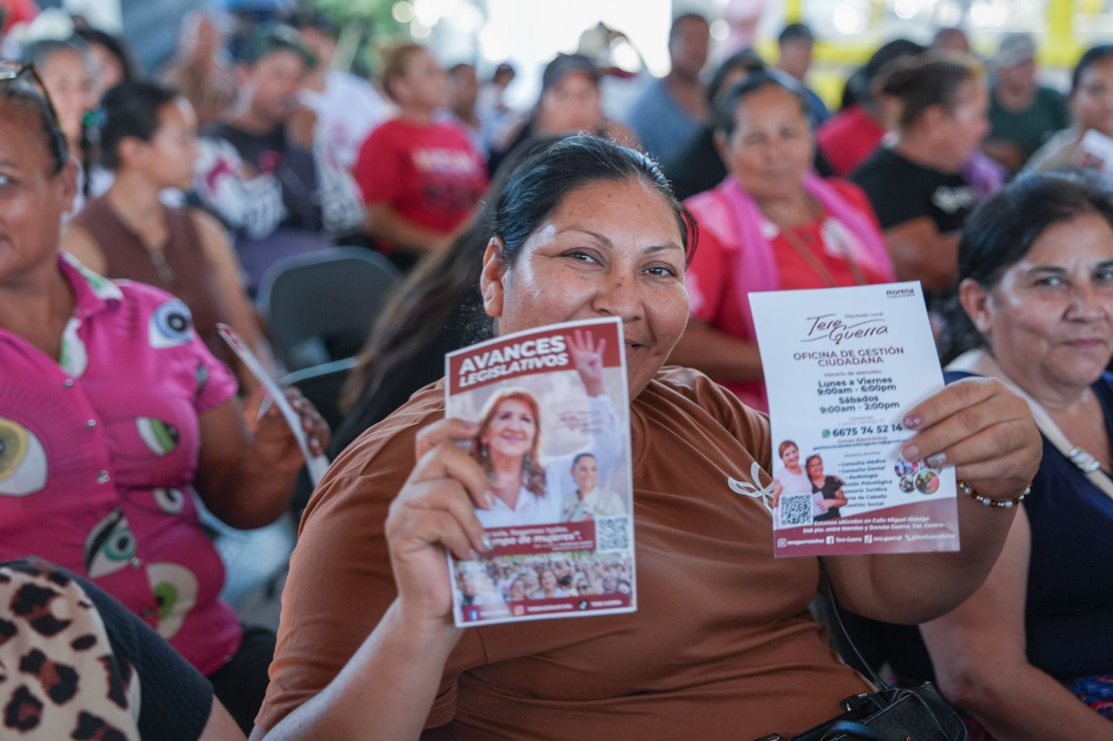 María Teresa Guerra Ochoa durante un encuentro ciudadano realizado en la comunidad de Estación Obispo
