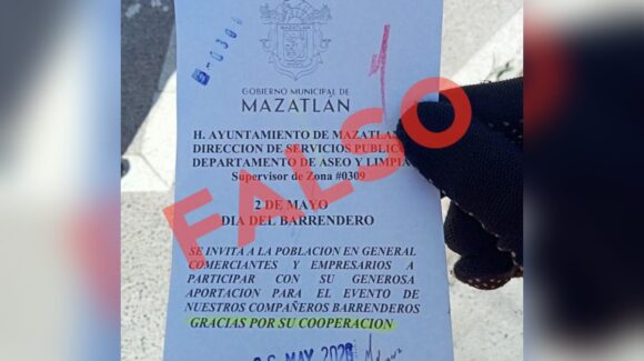 Ayuntamiento de Mazatlán advierte sobre volante falso que pide dinero a nombre de Servicios Públicos