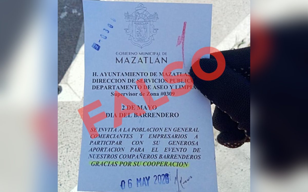 Volante falso del Ayuntamiento de Mazatlán