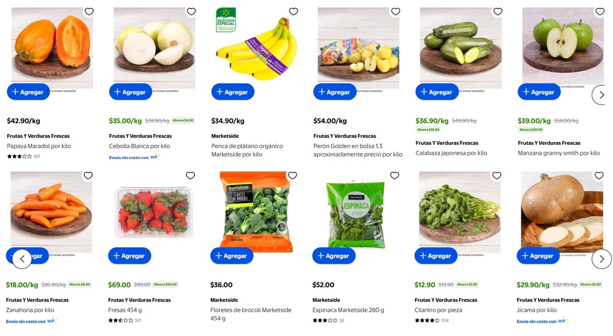 Ofertas de Walmart en frutas y verduras