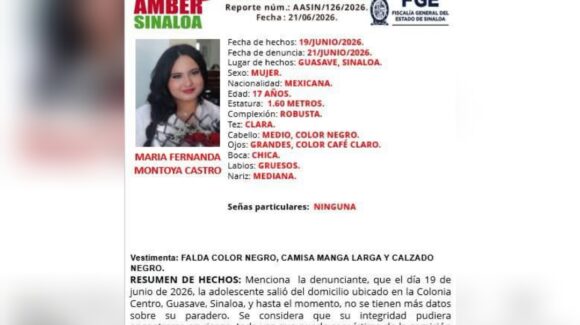 Buscan a María Fernanda, menor de 17 años, desaparecida en Guasave, Sinaloa