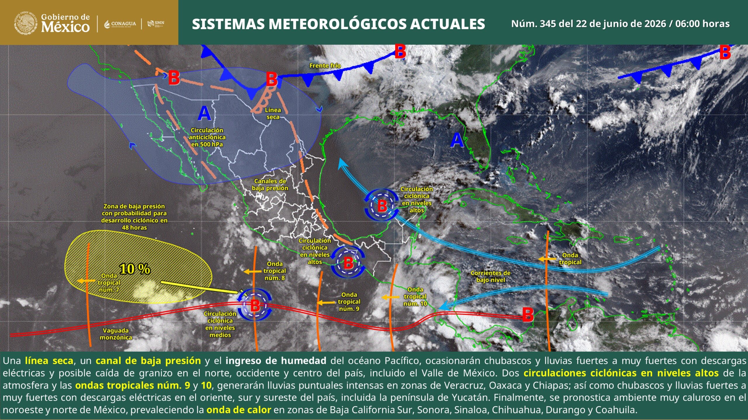 Clima en México para este lunes 22 de junio