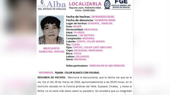 Buscan a adulta mayor desaparecida desde marzo en Guasave,Sinaloa; Fiscalía solicita apoyo ciudadano