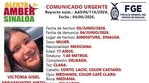 ¡Ayuda a encontrarla! Victoria Gisel desapareció el 3 de junio en Angostura, Sinaloa