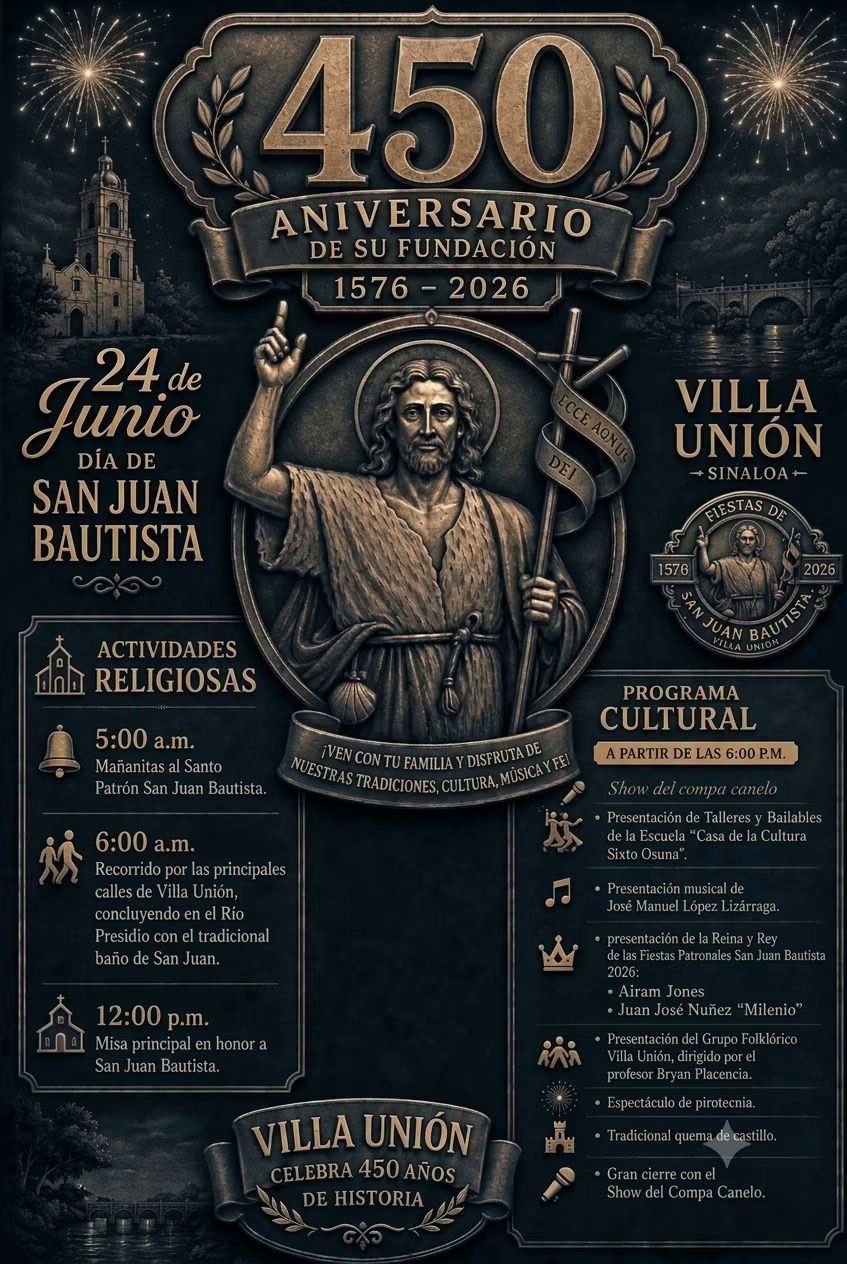 Villa Unión celebrará a su santo patrono en el marco de su 450 aniversario de fundación