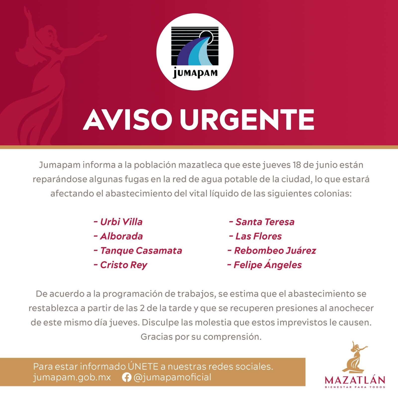 Aviso de la Jumapam