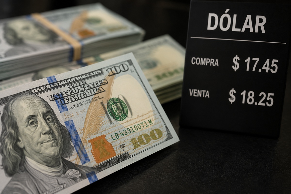 Billetes de dólares y letrero con los precios