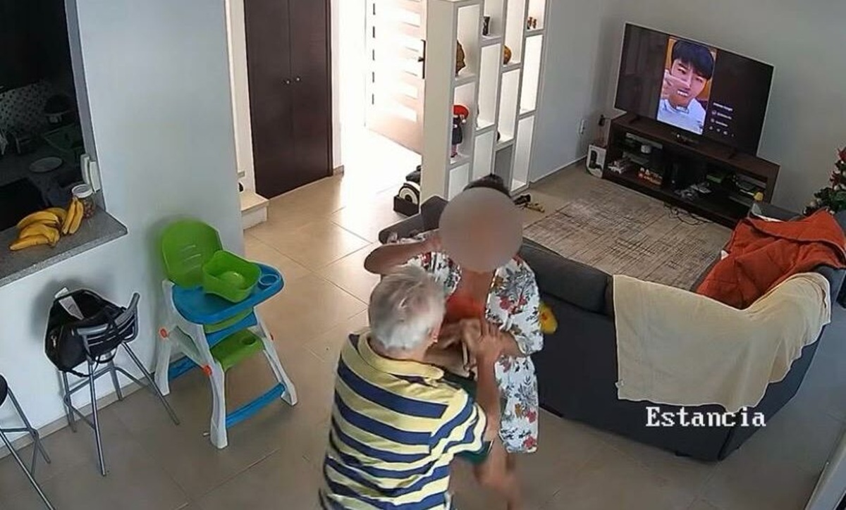 Captura de video de agresión de Víctor Rodríguez a su esposa
