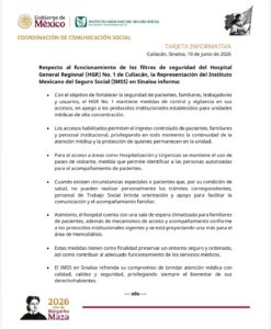 comunicado del imss de culiacan tras robo de medicamentos 