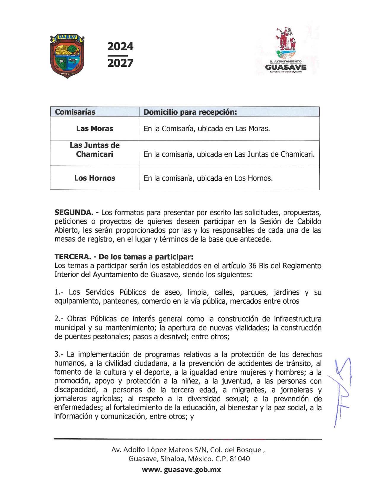 Convocatoria cabildo abierto de Guasave 