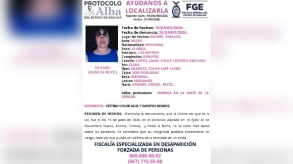 Buscan a Dessire Zazueta Reyes, desaparecida en Ahome, Sinaloa